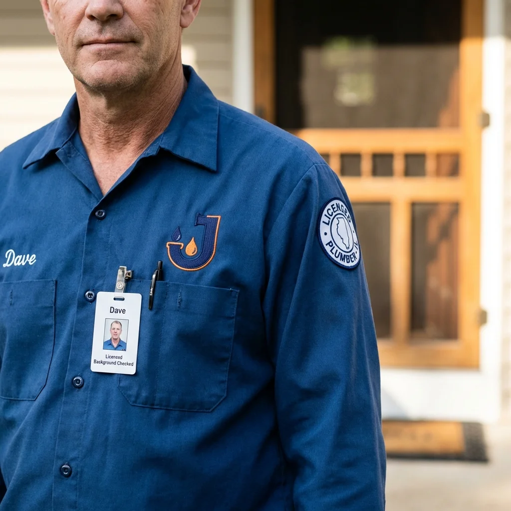 Licensed plumber showing ID badge in Watertown, CT